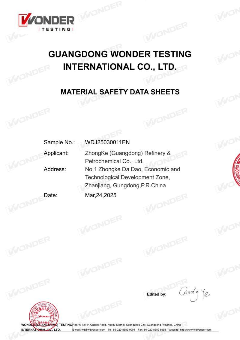 Material Safety Data Sheet (US/UK)