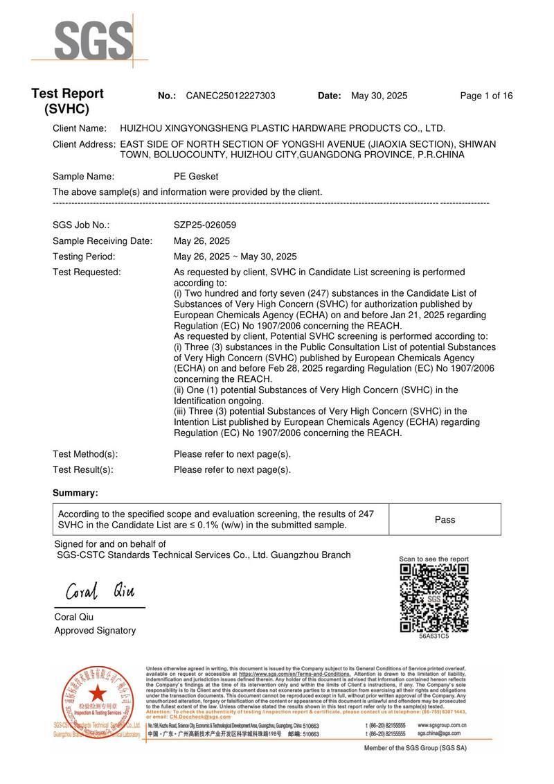 SGS International Test Report